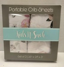 Kids N Such Portable Crib Sheets, Set of 2, Floral Design