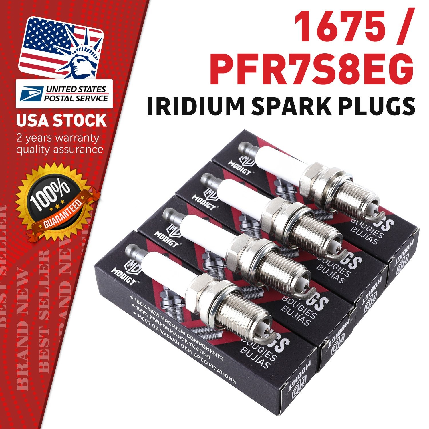 Set of 4 OEM High performance Iridium Spark Plugs Replace For NGK PFR7S8EG/1675