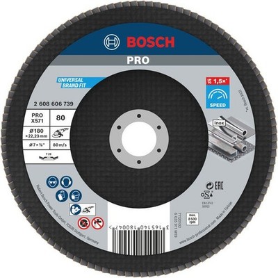 Bosch PRO X571 Fächerschleifscheibe, gerade, 180 mm, K120