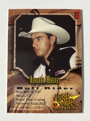 1995 High Gear Rodeo Adriano Moraes #35 Gold Foil Parallel Rare Trading Card - Bild 2 von 2