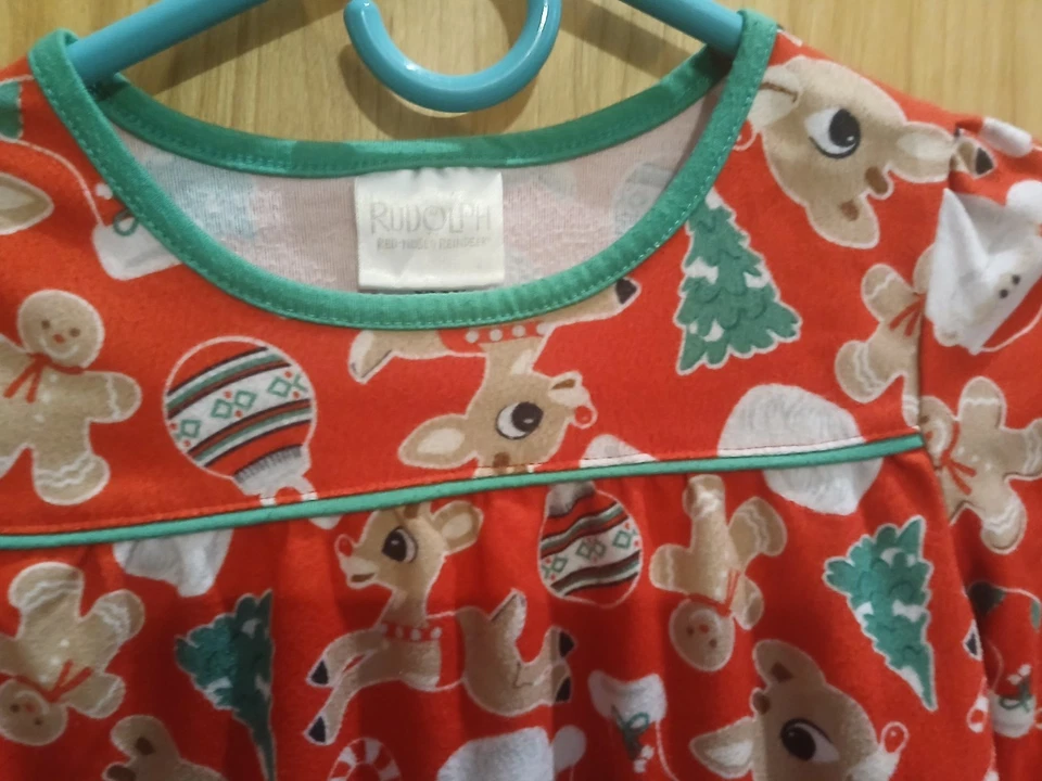 NIÑAS RUDOLPH EL RENO NARIZ ROJA CAMISÓN VESTIDO TALLA 6 6X NAVIDAD Foto 2 de 3