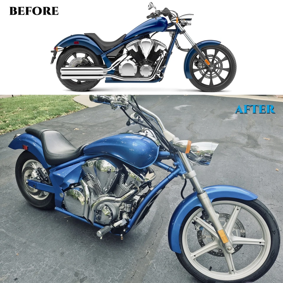 Chrome LAF Drag Pipes for Honda VT1300 Fury/Sabre/Stateline/Interstate 2010-2024 - Image 3 of 4