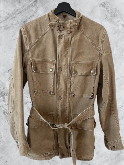 BELSTAFF Roadmaster Riders Jacket With Belt Zipper Men's Beige