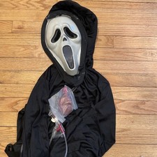 Ghost Face Killer Scream Bleeding Mask with Shroud for Halloween Costume Adult