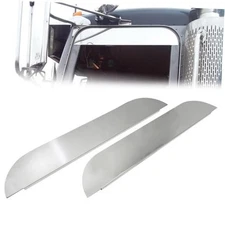 Pair 5" Chopped Window Trim Stainless Steel Compatible with 2005+ Peterbilt 