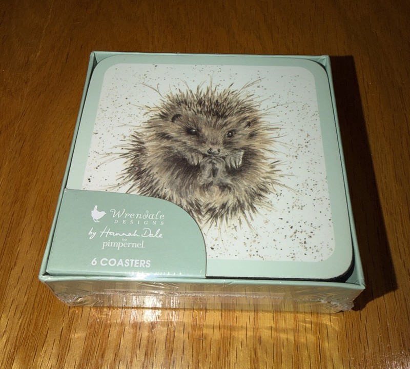 Wrendale designs Hannah Dale pimpernel Six Square Coasters Hedgehog +Friends ￼
