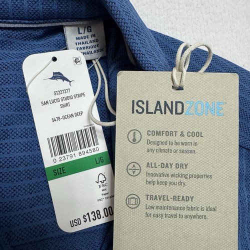 NWT TOMMY BAHAMA L Large Mens SAN LUCIO STUDIO STRIPE Shirt Island Zone Ocean - Picture 6 of 8