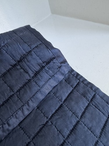 RH Restoration Hardware Blue Silk Stitch King Quilt Blanket + 3 Euro sham Pillow - Picture 12 of 12