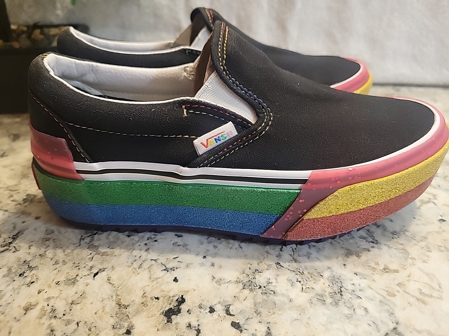 VANS Old Skool Stacked Glitter Black Rainbow Unisex Men's-