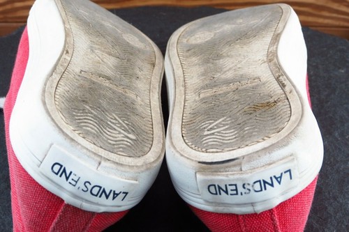 Lands' End Women Sz 8.5 M Red Lace Up Fashion Sneakers Fabric Shoe 494708 - Picture 8 of 9