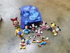 Disney Mickey Mouse 12 Figure Lot Minnie Goofy Pluto Bobble Heads Tote Toys