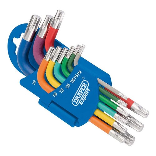 9pc TX-STAR® Keys Set Metric Short Arm Colour Coded Torx CRV Draper Expert 66135 - Picture 3 of 10