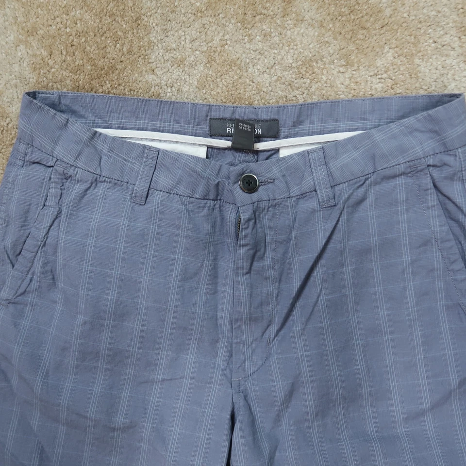 Pantalones Cortos Chinos Kenneth Cole Reaction Para Hombre Talla 31 Bolsillos Frontales Planos Algodón Gris Foto 2 de 4