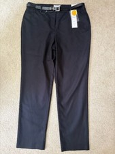 Charter Club Womens Black Trousers Belted Stretch Dress Pants Size 8x27 NWT