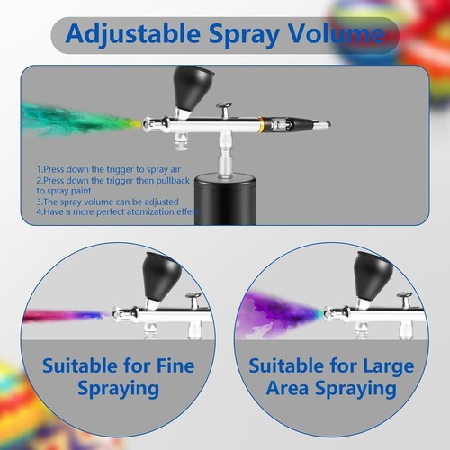 AIRBRUSH SET MIT SPRITZPISTOLE kabelloses KOMPRESSOR KOMPLETT SET SprühPistole - Bild 11 von 18