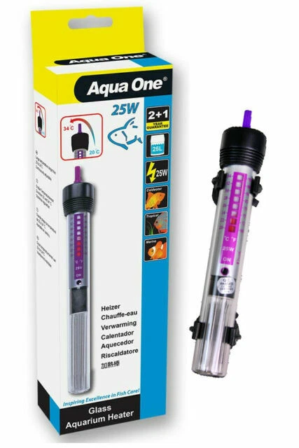 Aqua One 11301 25W Submersible Aquarium Glass Heater