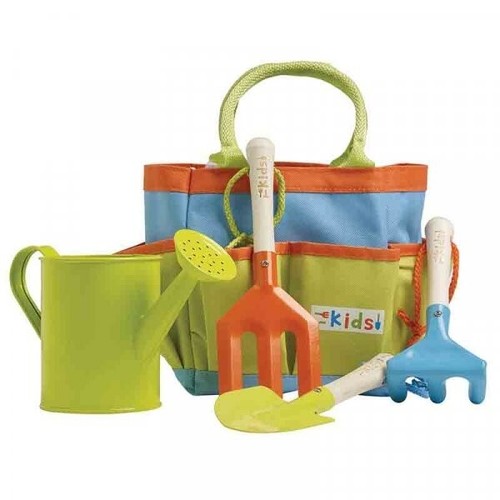 Kit de herramientas de jardinería para niños conjunto horquilla rastrillo al aire libre pala lata de riego bolsa para niños - Imagen 23 de 24