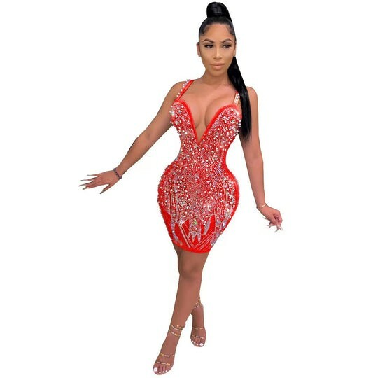 Red Sheer Bling Pearl Dress. Party,birthday, evening dress. | eBay Red Sheer Bling Pearl Dress. Party,birthday, evening dress. | eBay