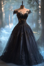 Vintage Gothic Black Wedding Dresses Appliques Short Sleeves A Line Bridal Gowns