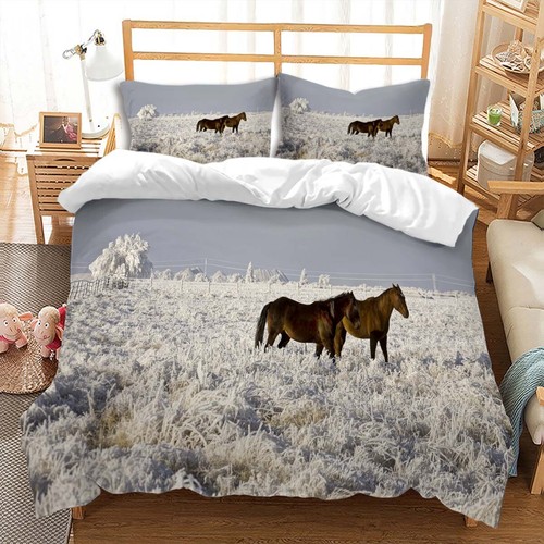 Horse Duvet Cover Set, 3 Piece elephant Bedding Set Microfiber - Picture 6 of 53