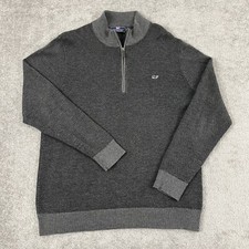 VINEYARD VINES Sweater Mens Large Gray Wool Blend Quarter Zip Pullover Preppy
