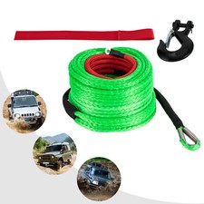 Synthetic Winch Rope Winch Line Cable W Hook 38x100ft 23809lbs For Suv Truck.