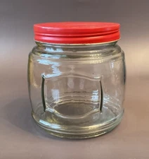 Vtg Red Top Tin Lid Glass Candy Jar General Store Display Counter