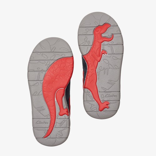 Zapatos De Cuero Con Tema De Dino Para Niños CLARKS Steggy Tail - Picture 14 of 14