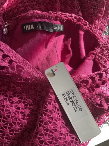 INA Lace Hearts Cocktail Dress In Magenta - Size M - NWT - Picture 4 of 5