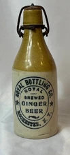 Antique Stoneware Royal Bottling Co. Brewed Ginger Beer Bottle Rochester, N.Y.