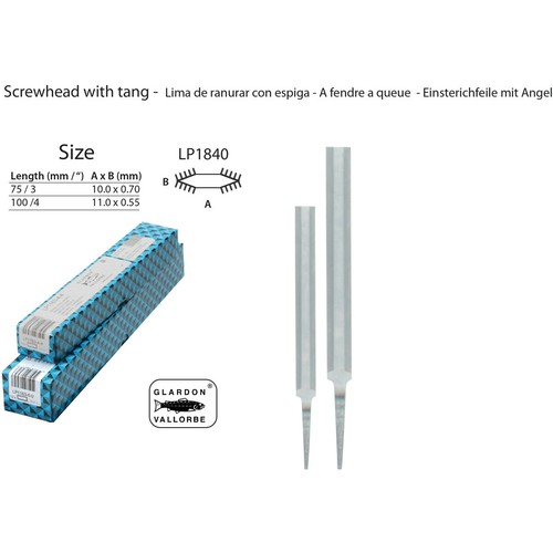 GLARDON-VALLORBE CABEZA DE TORNILLO CON LIMAS DE PRECISIÓN ESPIGA -4" CORTES 3-4 LP1840 - Imagen 2 de 2