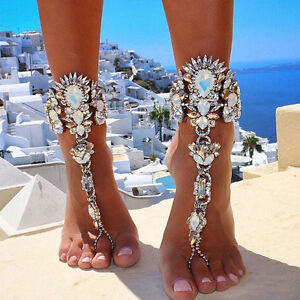 Sexy Crystal Rhinestone Foot Chain Anklet Bracelet Barefoot Sandal ...