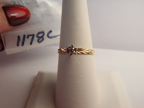 Vintage 10K Gold Engagement Promise Ring GENUINE REAL 1 Point Diamond Size 7 - Picture 18 of 20
