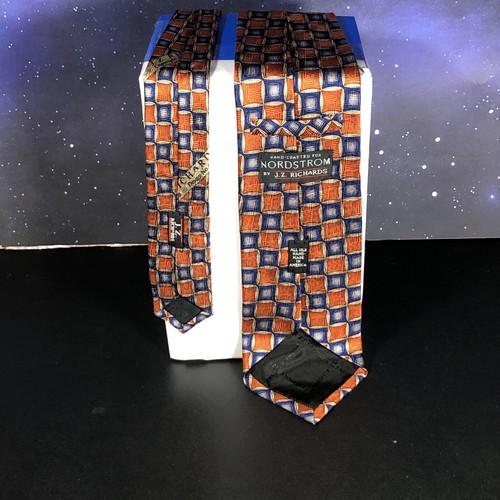 JZ Richard Nordstrom Seidenkrawatte geometrisch blau orange - Bild 3 von 3