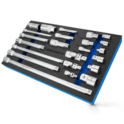 HASKYY Steckschlüssel Verlängerung Adapter Kardangelenk Set 23tlg 1/4" 1/2" 3/8"