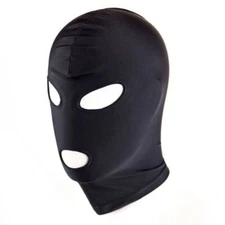 Black Spandex Full Hood Face Head Cover Role Play Sexy Unisex Mask Slave Costume