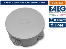 SCATOLA STAGNA DI DERIVAZIONE COPERCHIO A PRESSIONE TONDA Ø80X40MM 4 PASSACAVI