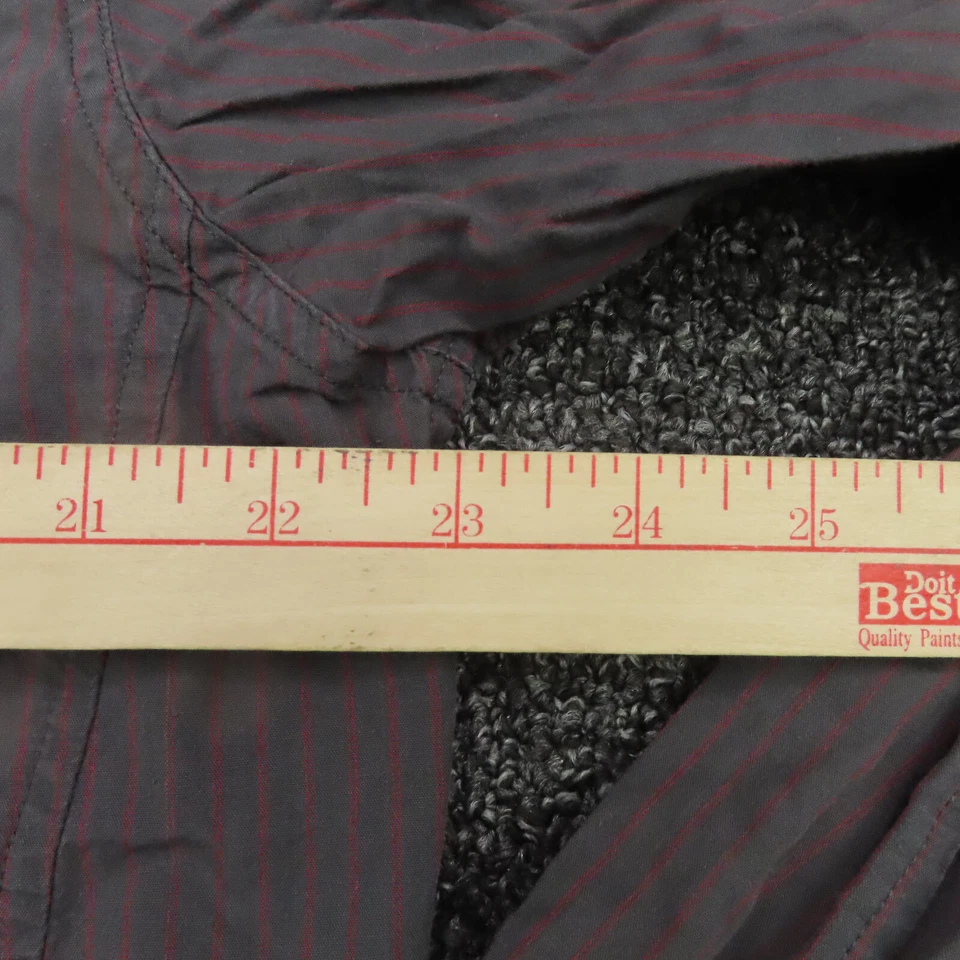 Decree Shirt Adult Large Gray & Red Striped Snap Button Up Long Sleeve Mens - Image 3 of 4