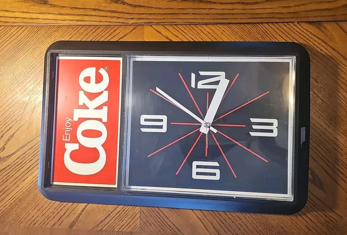 Vintage Enjoy Coke Wall Clock Ridan Displays NY, USA Works Well