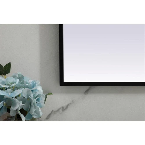 Elegant Decor Blaire 36x42" Arch Modern MDF Wood/Iron Mirror in Black - Picture 6 of 9