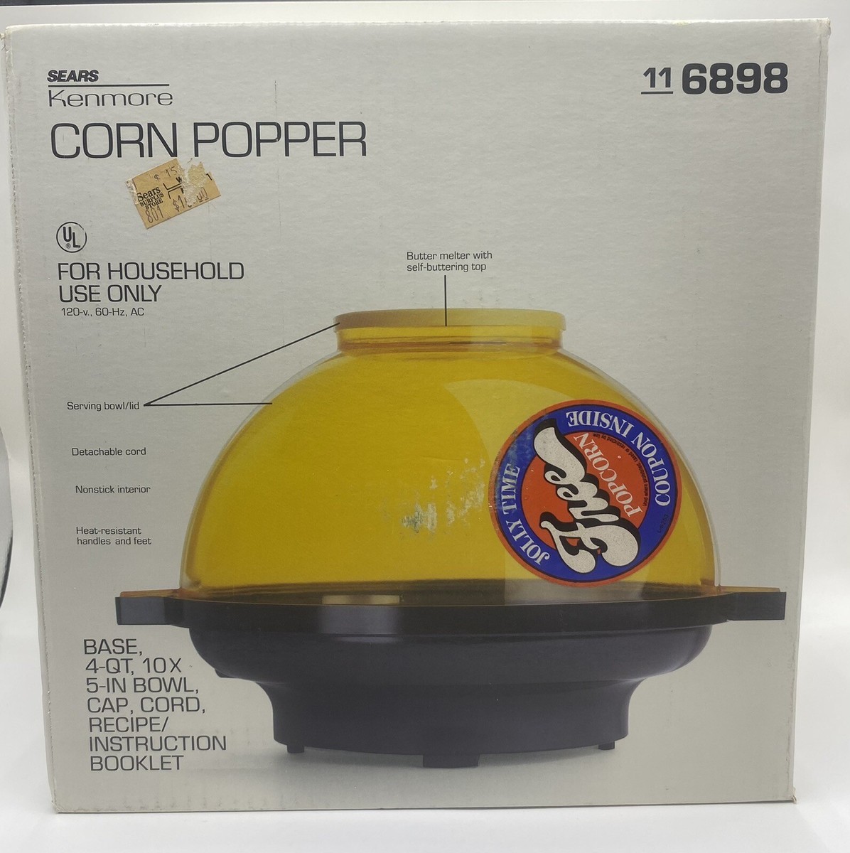 Vtg Sears Kenmore Corn Popcorn Popper 70s USA Yellow Vtg Sears Kenmore Corn Popcorn Popper 70s USA Yellow