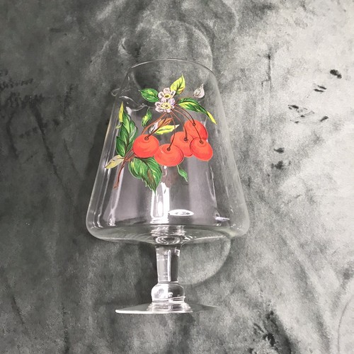 MCM Glass Footed Cocktail Pitcher CHERRY Vintage ?Hand Painted ?West Virginia? - Picture 15 of 24