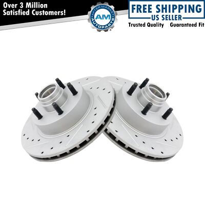 Performance Brake Rotor Drilled Slotted G-Coated Front Pair for Ford