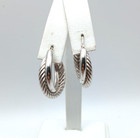 14K White Gold Double Hoop Braided Rope Earrings [E330] — photo 2