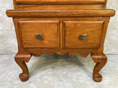 Vtg Diminutive Chest on Chest 6 Drawer Red Felt Lined Drawers Oak Mahogany & Oth - Picture 2 of 11