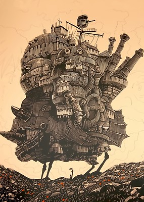 HOWL'S MOVINGCASTLE アクリルアート HOWLS MOVING CASTLE SIDE SKETCH STUDIO GHIBLI WALL ART PRINT