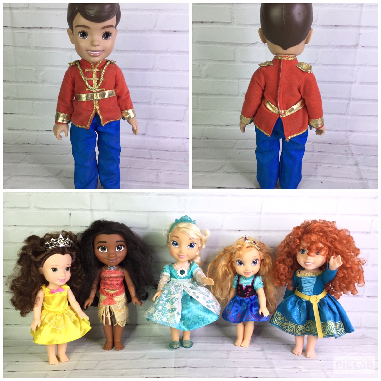 Disney Princess Tollytots Toddler Dolls Lot Belle Moana Elsa Anna Merida Prince