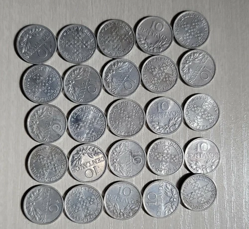 1971 MS64 Portugal 10 Centavos KM 594 NGC UNC Aluminum 25 Coins