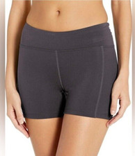 TYR Womens Kalani Gray Pull On Cycling Shorts Size Medium Back Zip Pocket