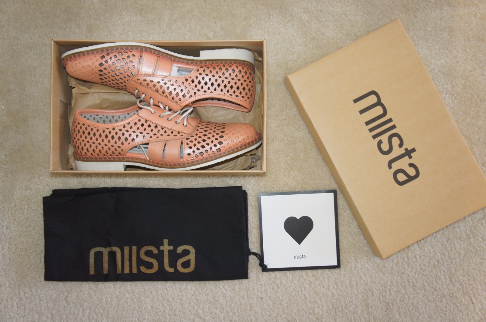 165 NIB MIISTA 'RYLIE' LACE UP OXFORD BROGUE FLAT Schuhe CORAL WEISS SZ 38 8 165 NIB MIISTA 'RYLIE' LACE UP OXFORD BROGUE FLAT Schuhe CORAL WEISS SZ 38 8